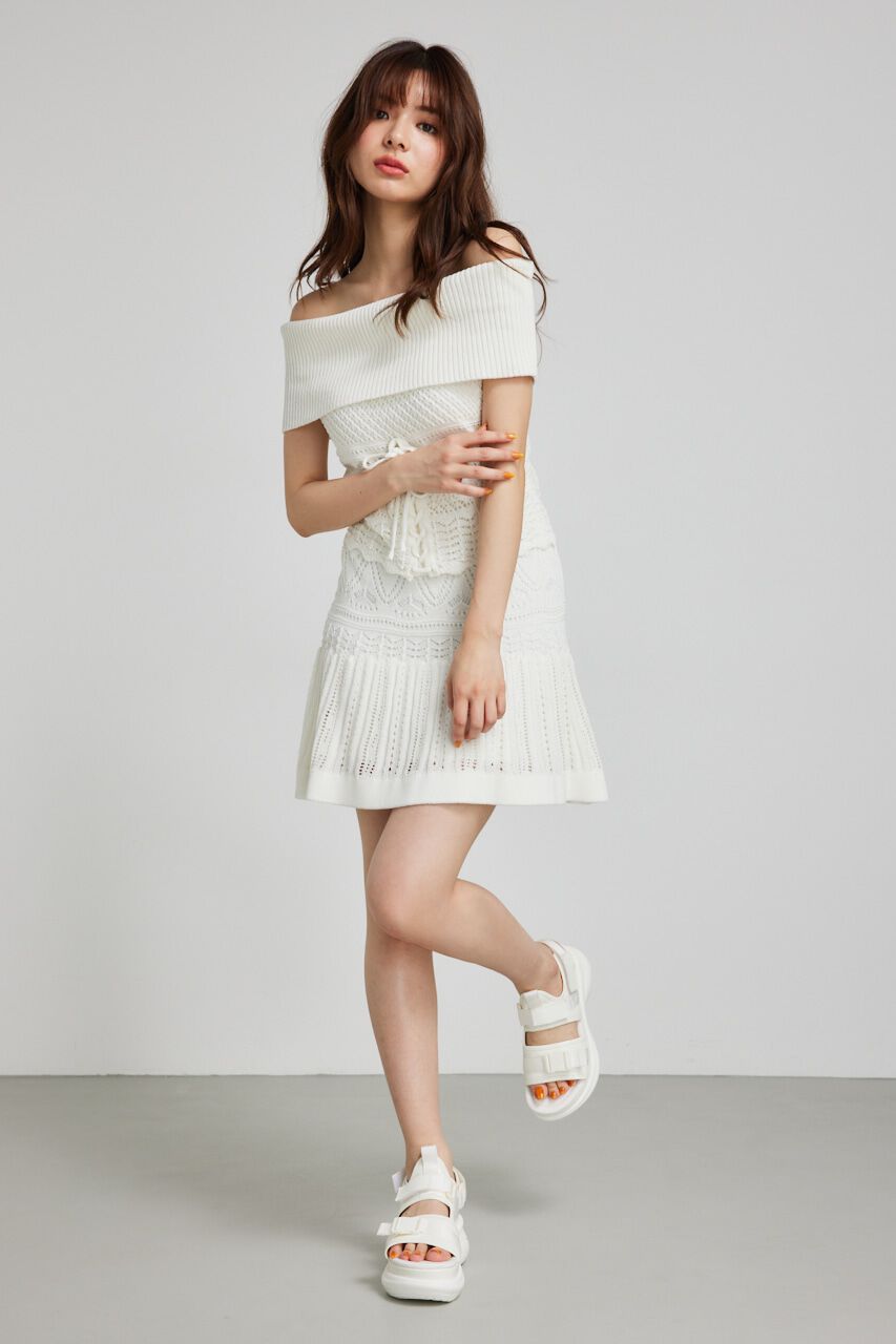 rienda「クロシェマーメイドニットミニスカート」|スカート|WHT