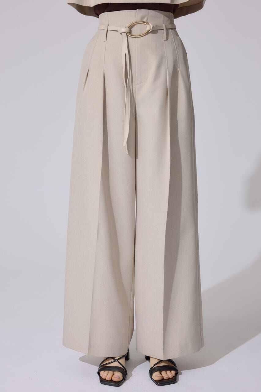 rienda「リネンライクワイドタックベルト付きパンツ」|その他|