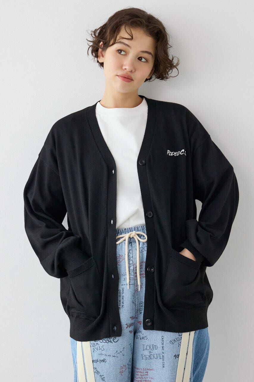 RODEO CROWNS「ネオンカラーロゴニットカーディガン」|カーディガン|BLK