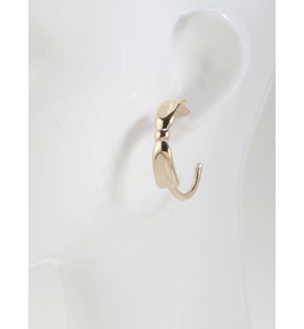 CALNAMUR「RIBBON HOOPE PIERCE/リボンフープピアス」|その他|ゴールド