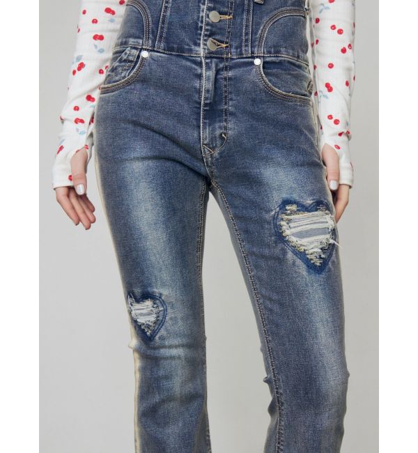 EMODA「ハートダメージハイウエストフレアパギンス」|デニム|