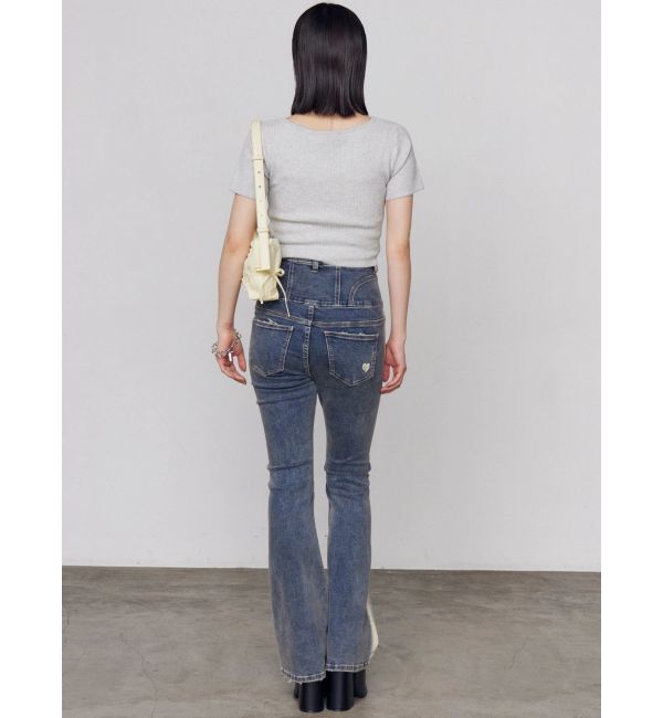 EMODA「ハートダメージハイウエストフレアパギンス」|デニム|