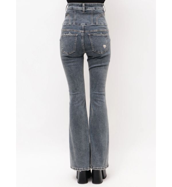 EMODA「ハートダメージハイウエストフレアパギンス」|デニム|