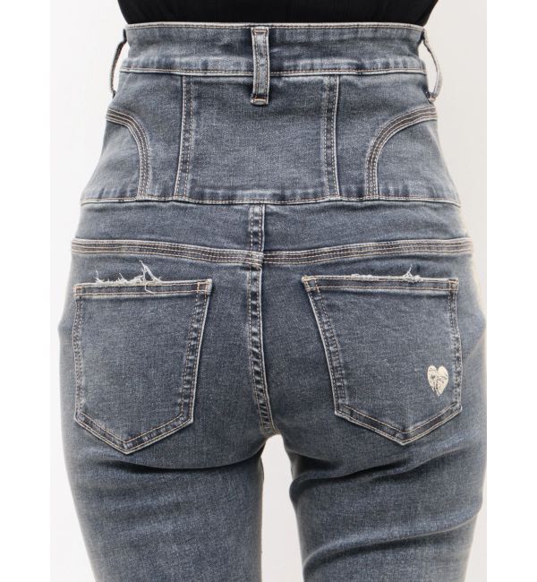 EMODA「ハートダメージハイウエストフレアパギンス」|デニム|