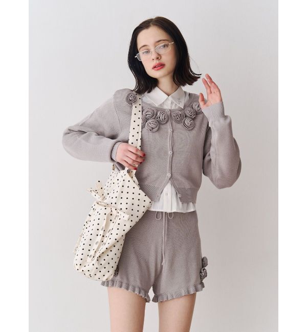 jouetie「ローズモチーフコンパクトニット【セットアップ対応】」|ニット・セーター|グレー