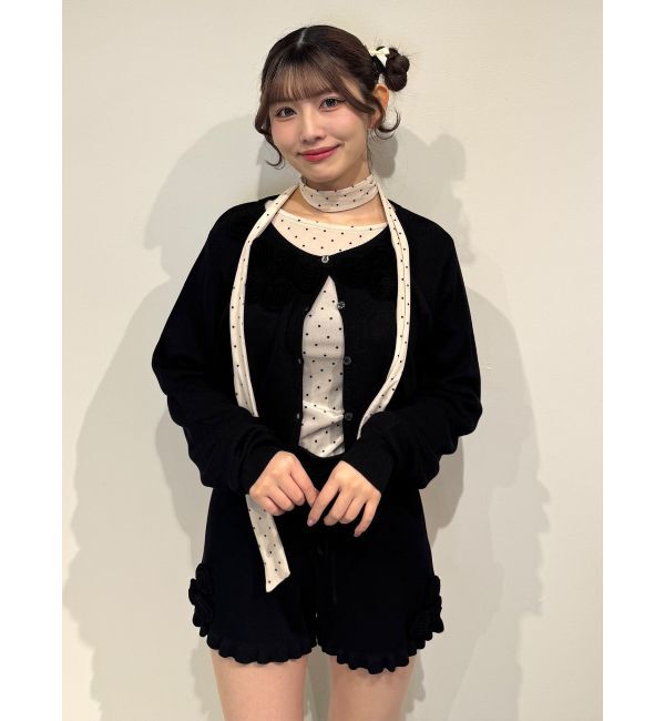 jouetie「ローズモチーフコンパクトニット【セットアップ対応】」|ニット・セーター|ブラック