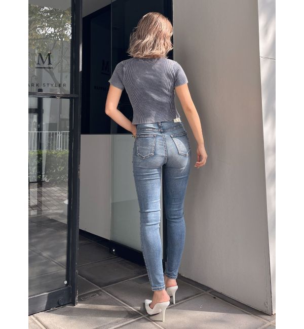 GYDA「ハーフスリーブブリーチ Wファスナーリブニットトップス」|ニット・セーター|