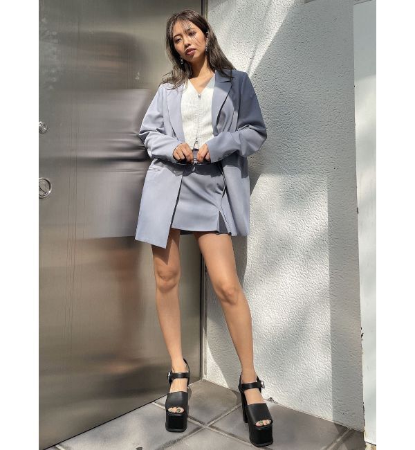 GYDA「ハーフスリーブブリーチ Wファスナーリブニットトップス」|ニット・セーター|