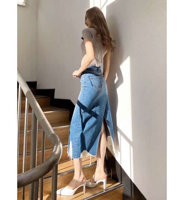 GYDA「ハーフスリーブブリーチ Wファスナーリブニットトップス」|ニット・セーター|