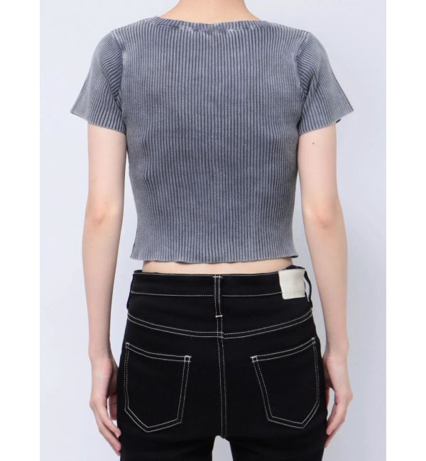 GYDA「ハーフスリーブブリーチ Wファスナーリブニットトップス」|ニット・セーター|