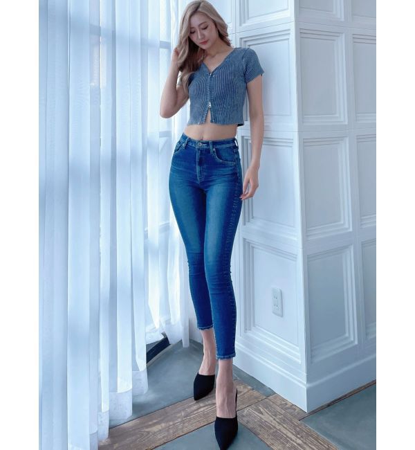 GYDA「ハーフスリーブブリーチ Wファスナーリブニットトップス」|ニット・セーター|