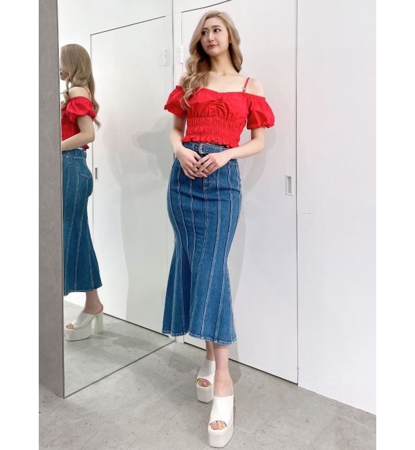 GYDA「ハイウエストバックルベルトデザインマーメイドスカート」|スカート|