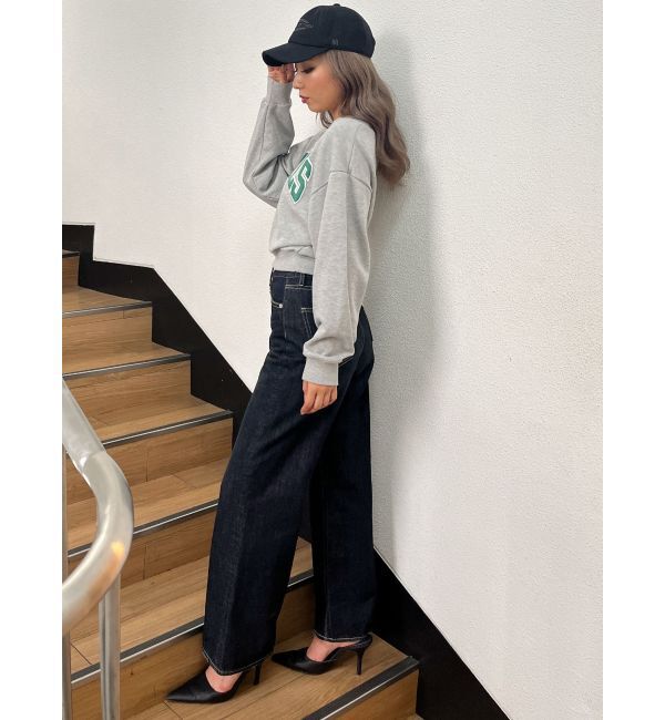 GYDA「ハイウエストSymmetryGYDA INNER RIPPEDワイドデニムパンツ」|デニム|