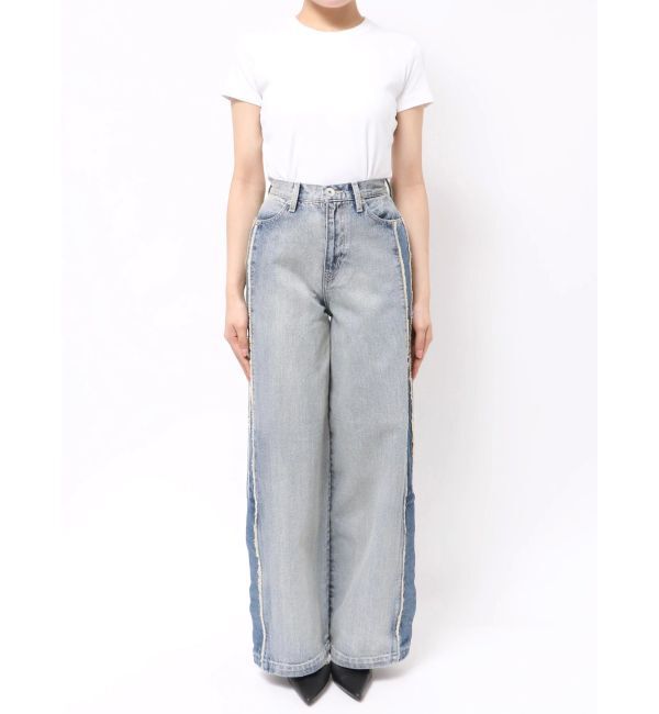 GYDA「ハイウエストside slit GYDAワイドデニムパンツ」|デニム|