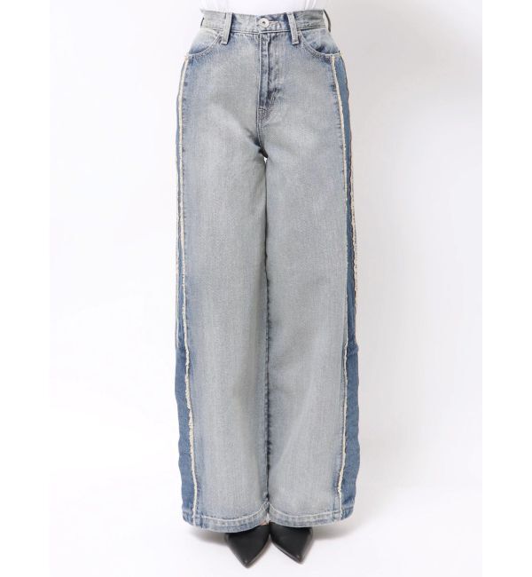 GYDA「ハイウエストside slit GYDAワイドデニムパンツ」|デニム|