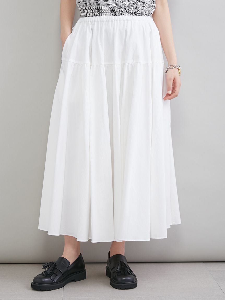 Mila Owen「ウエストボリュームフレアスカート」|スカート|WHT