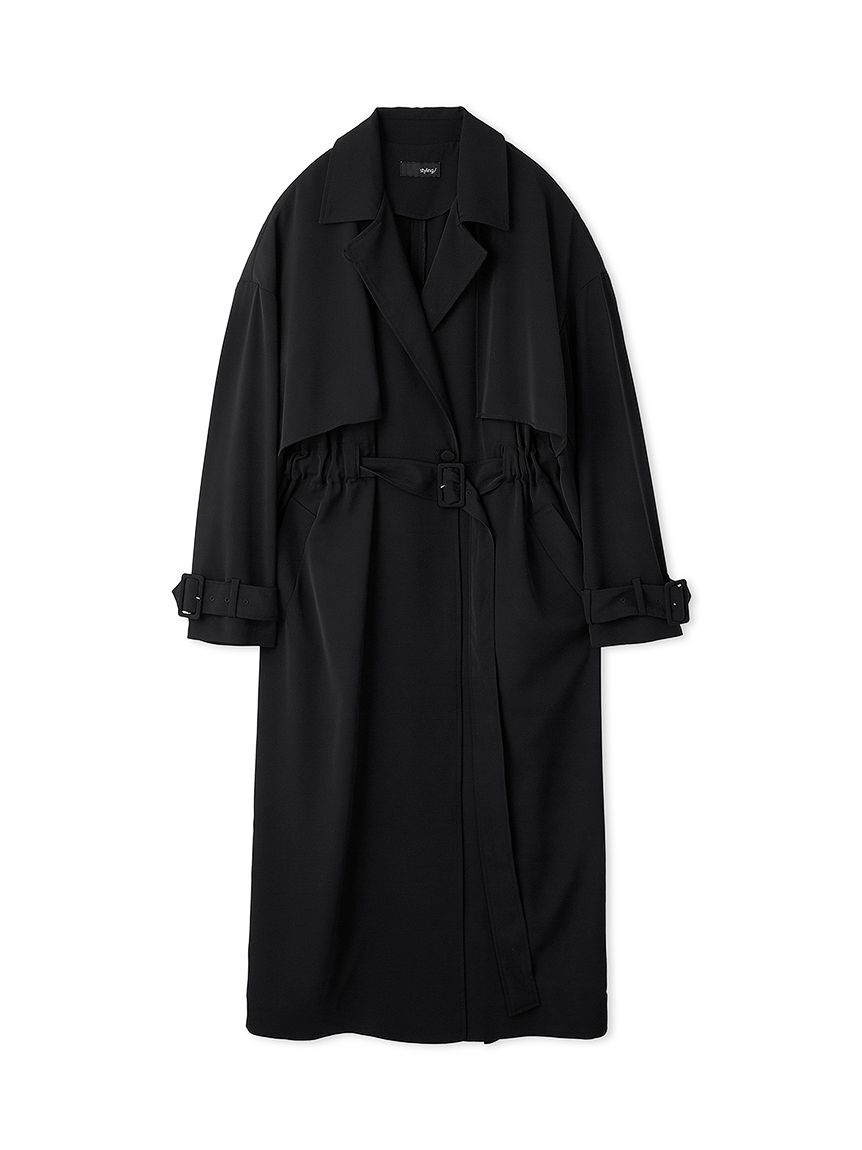 styling/「【セットアップ対応】ウエストギャザートレンチコート」|トレンチコート|BLK