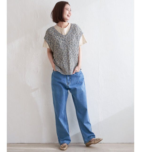 Lbc with Life「MIXヤーン透かし編み2WAYベスト」|ニット・セーター|