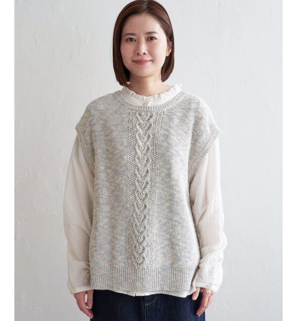 Lbc with Life「MIXヤーン透かし編み2WAYベスト」|ニット・セーター|