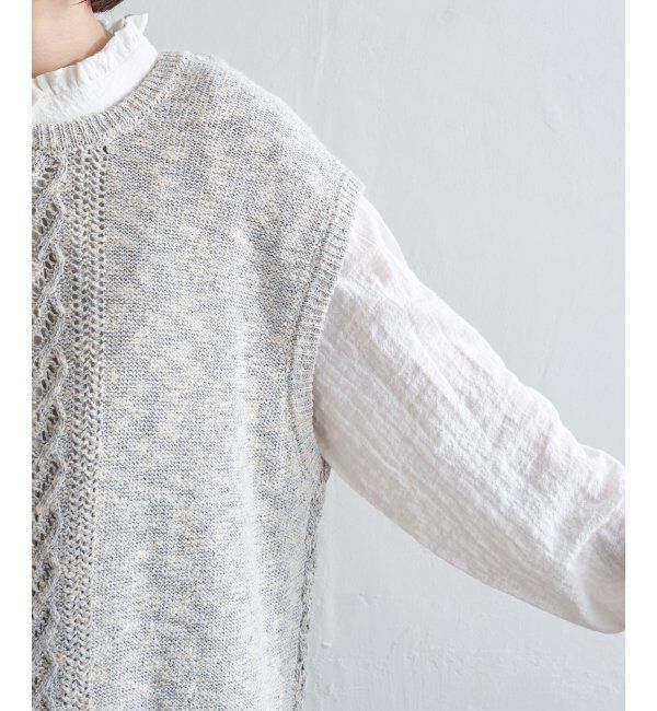 Lbc with Life「MIXヤーン透かし編み2WAYベスト」|ニット・セーター|