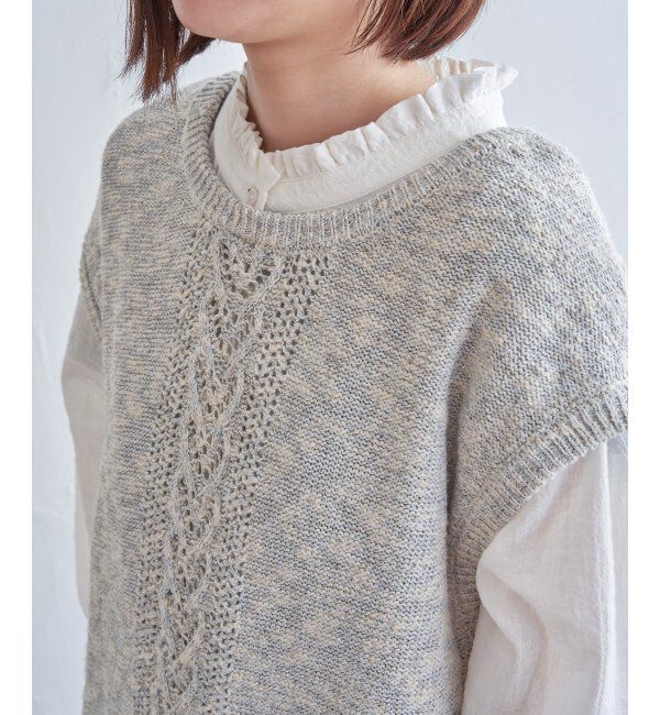 Lbc with Life「MIXヤーン透かし編み2WAYベスト」|ニット・セーター|