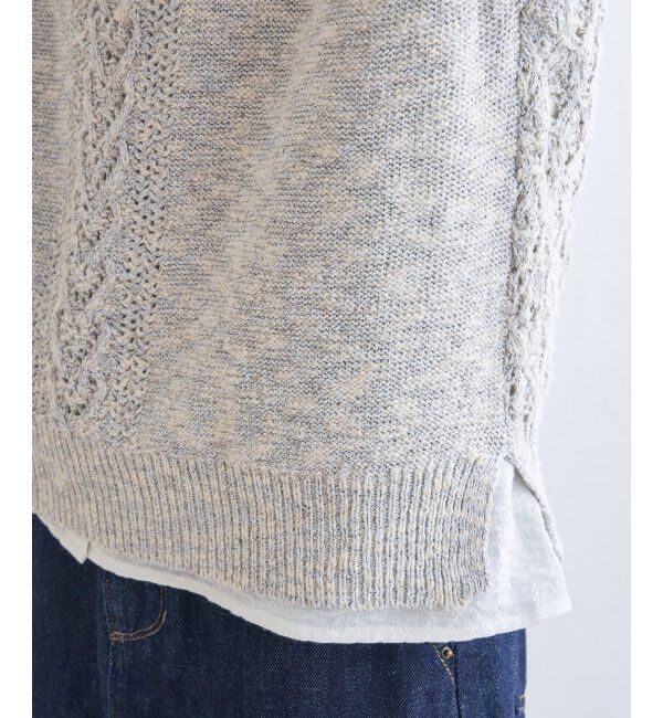 Lbc with Life「MIXヤーン透かし編み2WAYベスト」|ニット・セーター|