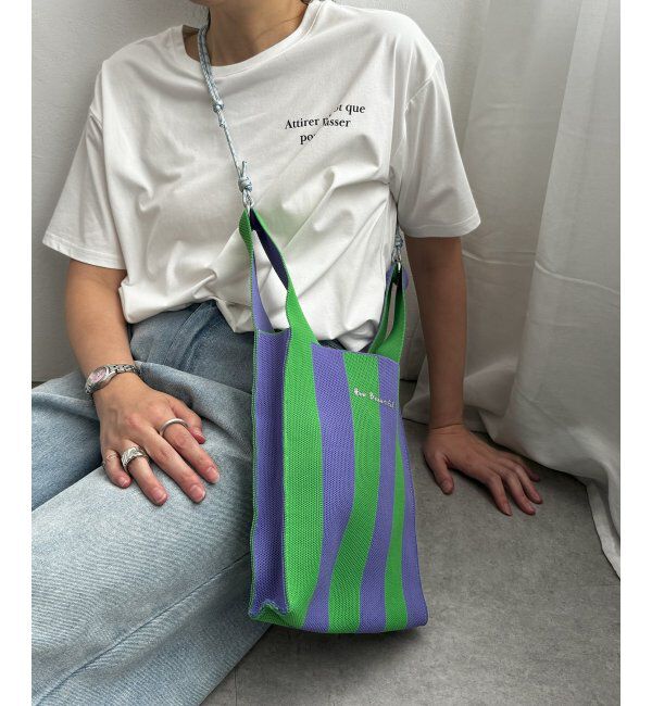 Lbc with Life「ストライプニットバッグ」|その他|パープル