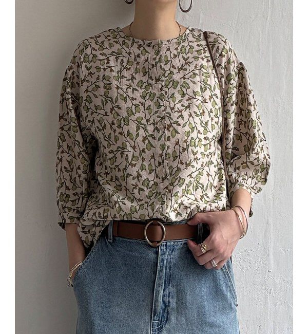 Lbc with Life「ボタニカルプリント2WAYブラウス」|シャツ・ブラウス|ベージュ
