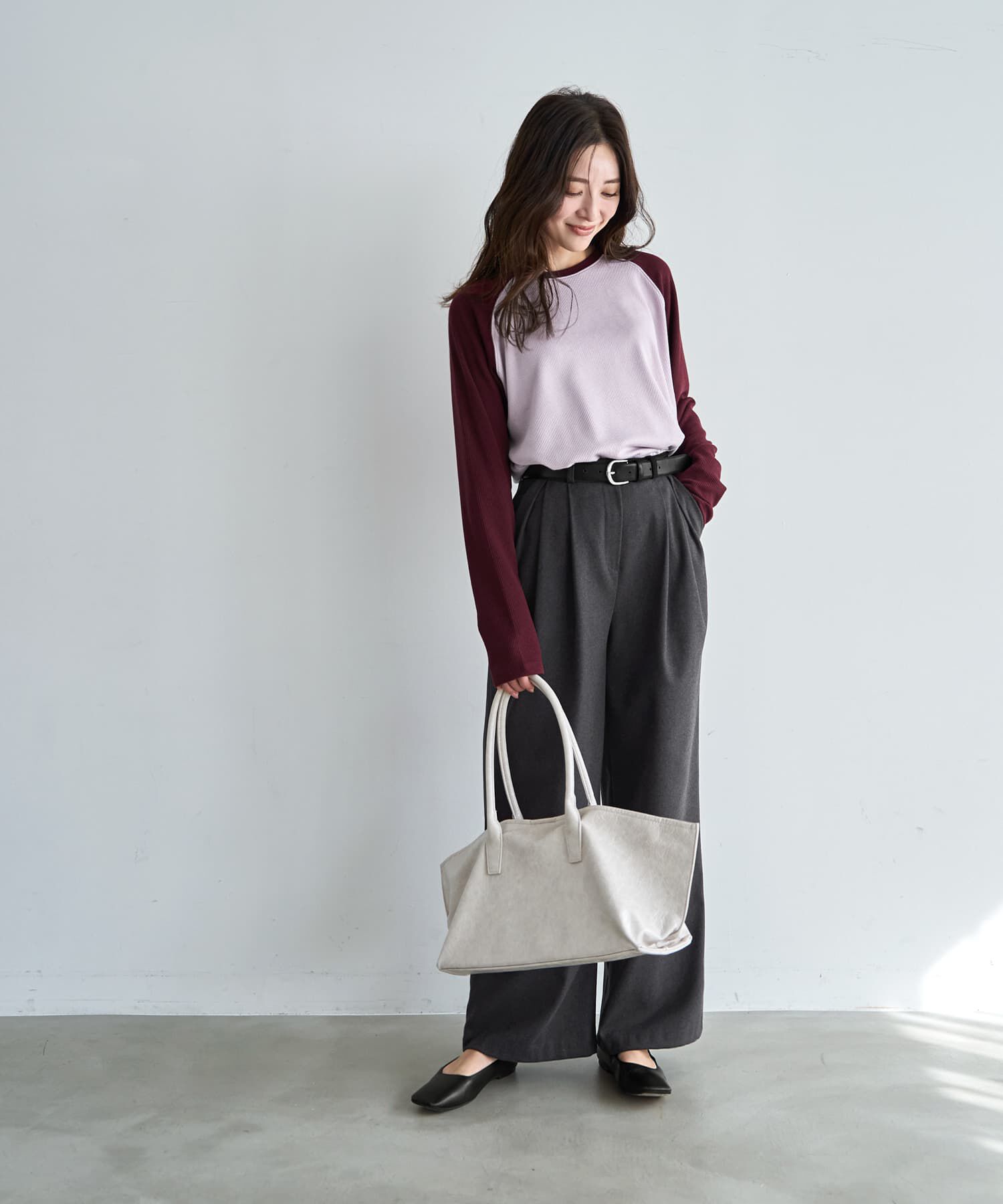 STYLE DELI「配色ラグランリブ生地プルオーバー」|Tシャツ・カットソー|