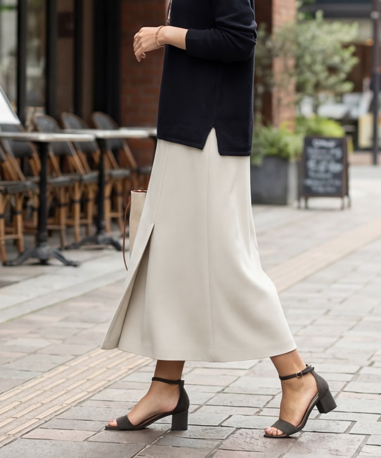 STYLE DELI「ストレッチジョーゼットAラインスカート」|台形|