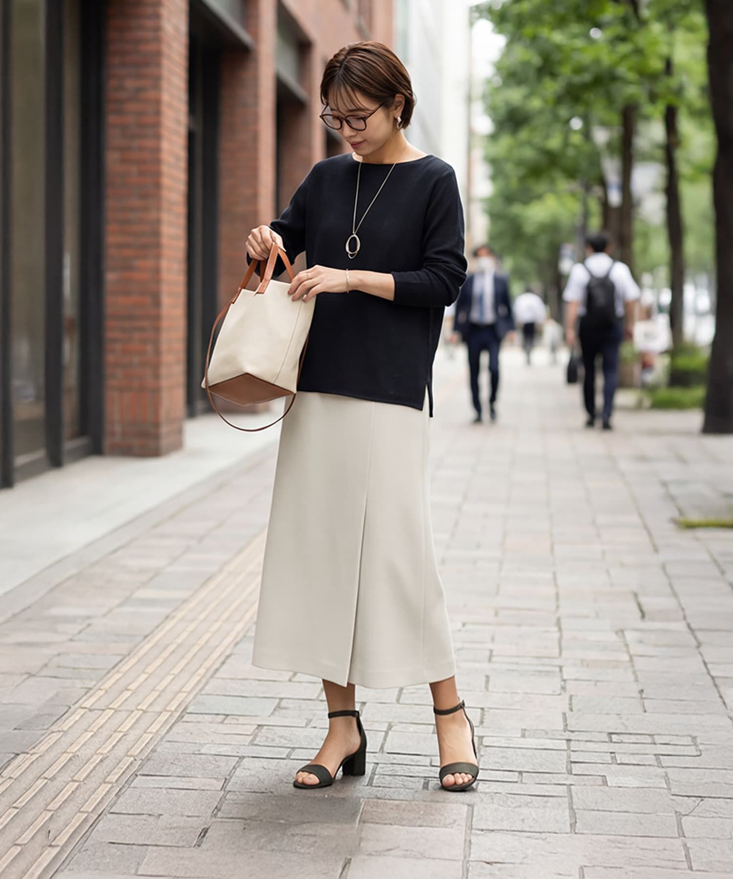 STYLE DELI「ストレッチジョーゼットAラインスカート」|台形|