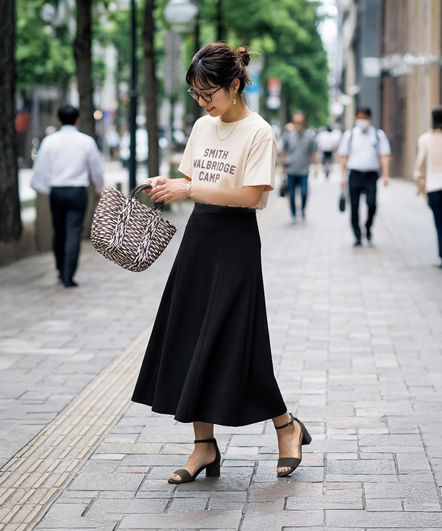 STYLE DELI「ストレッチジョーゼットAラインスカート」|台形|