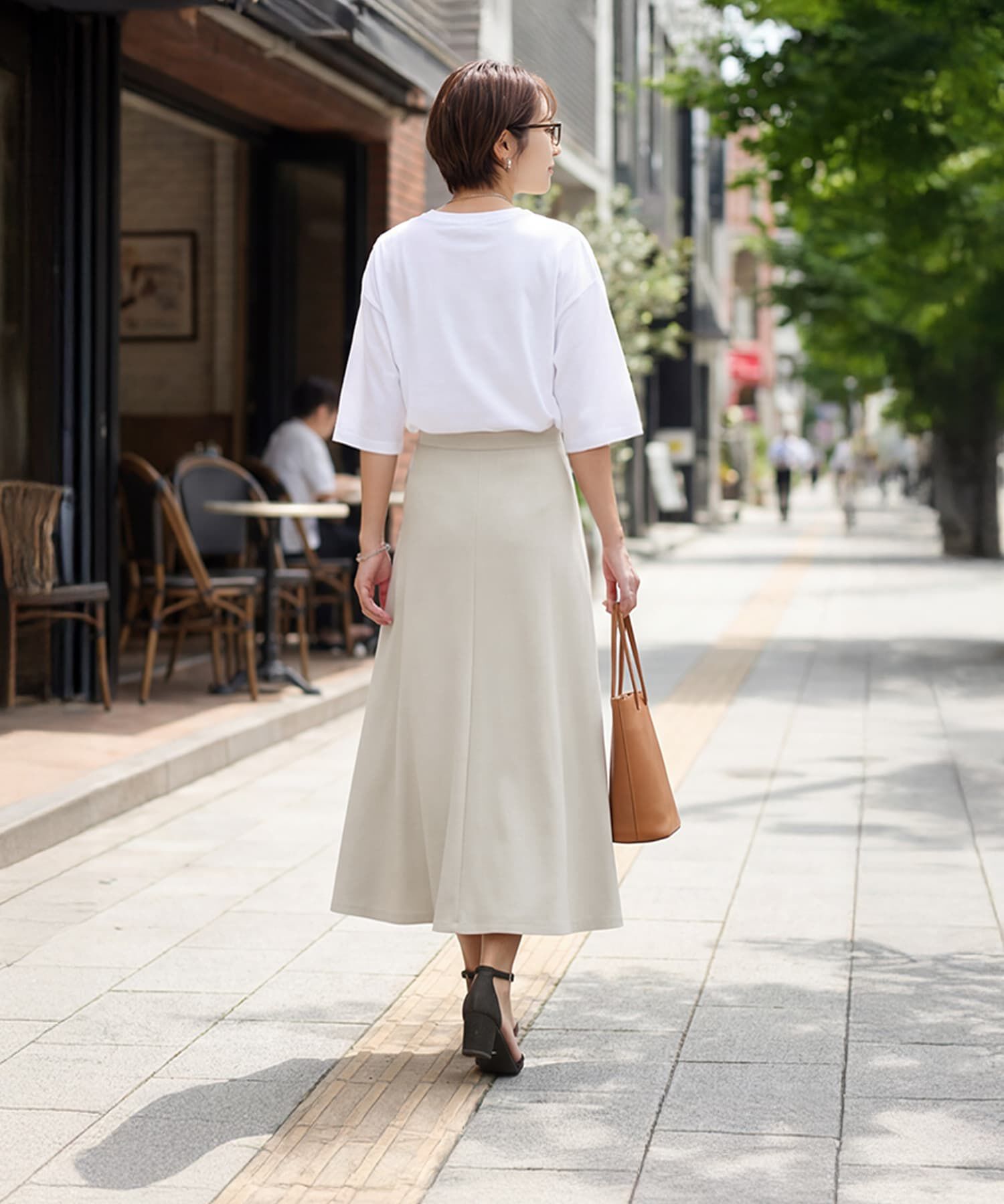 STYLE DELI「ストレッチジョーゼットAラインスカート」|台形|