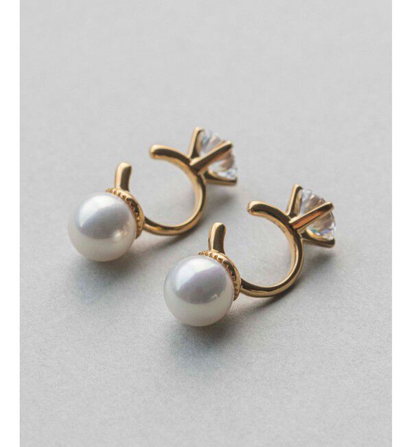 ete「パール/ビジュー リバーシブルイヤリング」|イヤリング|イエローゴールド