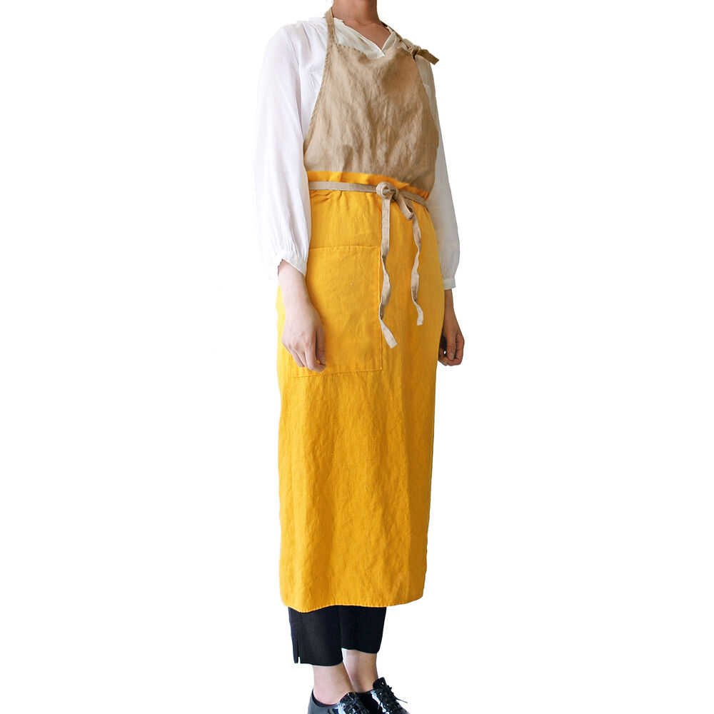 BACKYARD FAMILY「おしゃれ エプロン リネン 通販 ロングエプロン ワークエプロン レディース 前掛け ロング丈」|その他|イエロー1