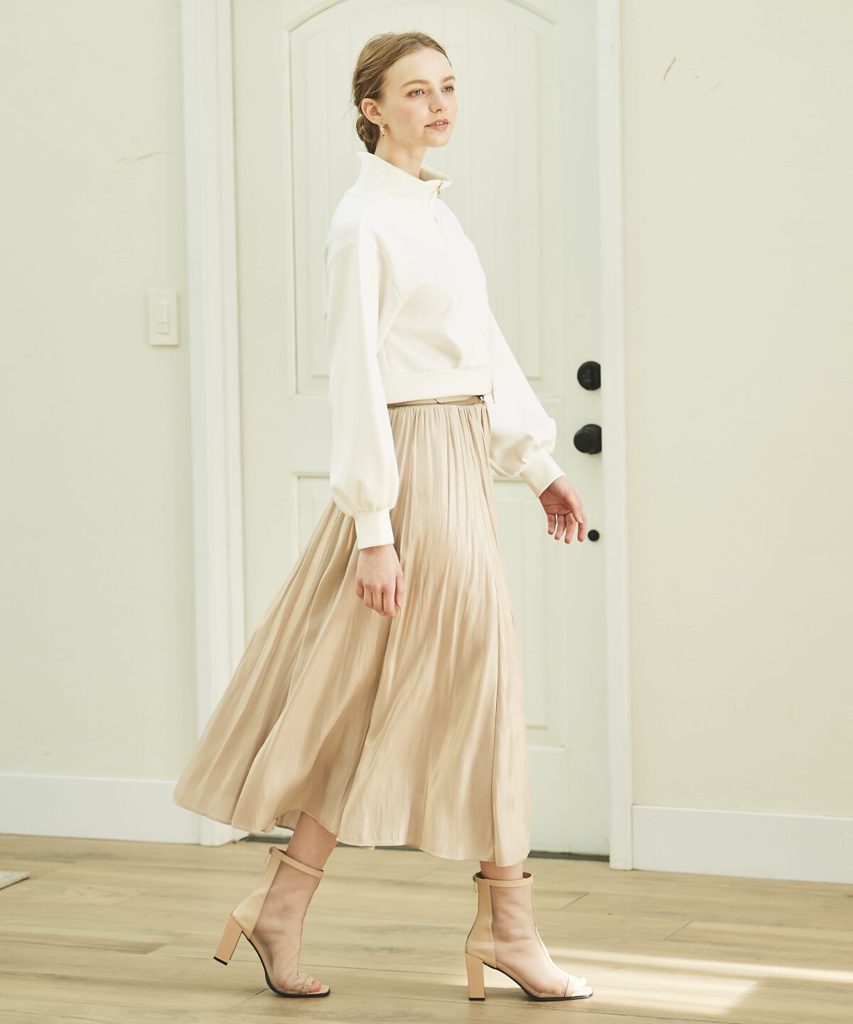 アンドクチュール「刺繍入りZIPカーデプルオーバー」|カーディガン|