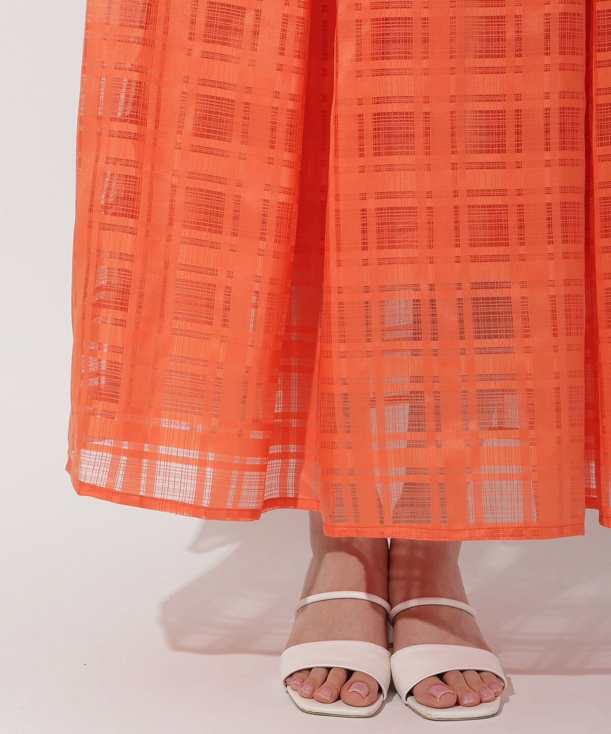 アンドクチュール「シアーチェックタックフレアスカート」|フレア|