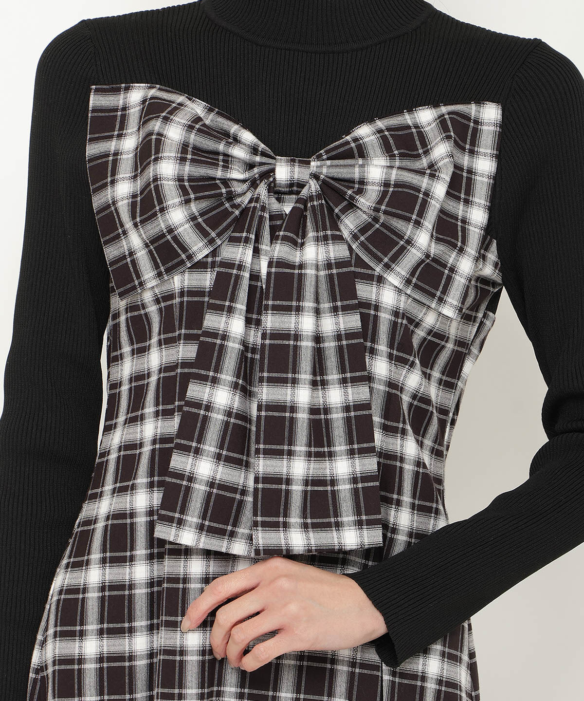 アンドクチュール「チェックリボン切替ワンピース」|ワンピース|