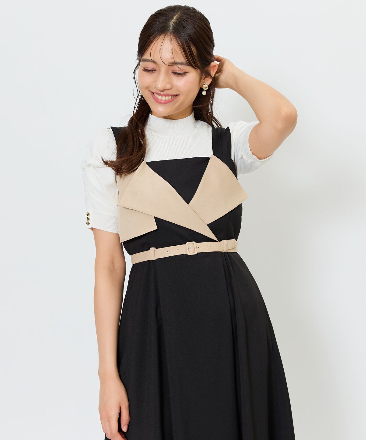 アンドクチュール「バイカラーデザインジャンスカ」|ジャンパースカート|