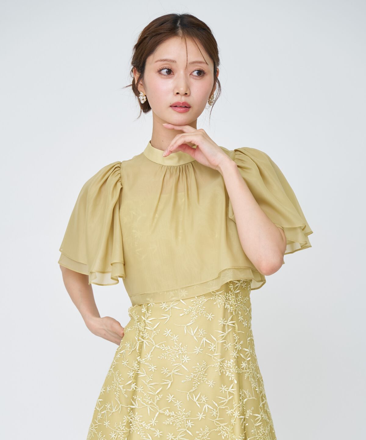 アンドクチュール「ラメボタニカルレースレイヤードドレス」|ドレス|