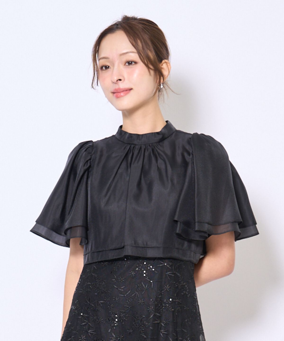 アンドクチュール「ラメボタニカルレースレイヤードドレス」|ドレス|