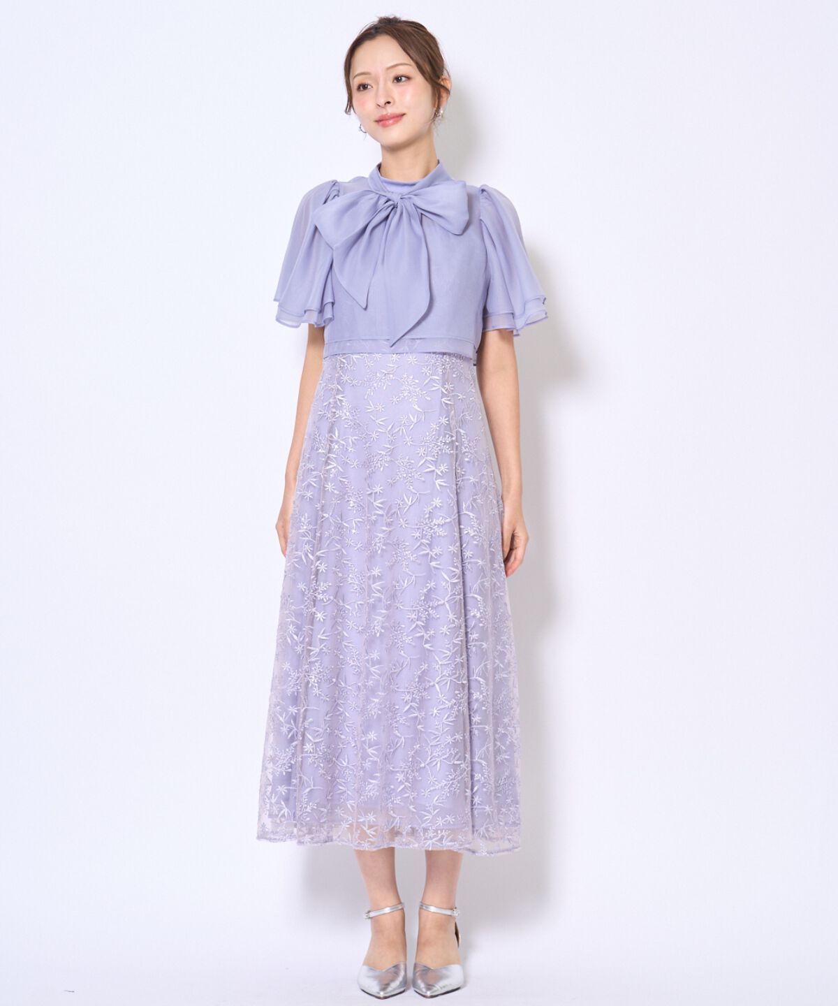 アンドクチュール「ラメボタニカルレースレイヤードドレス」|ドレス|