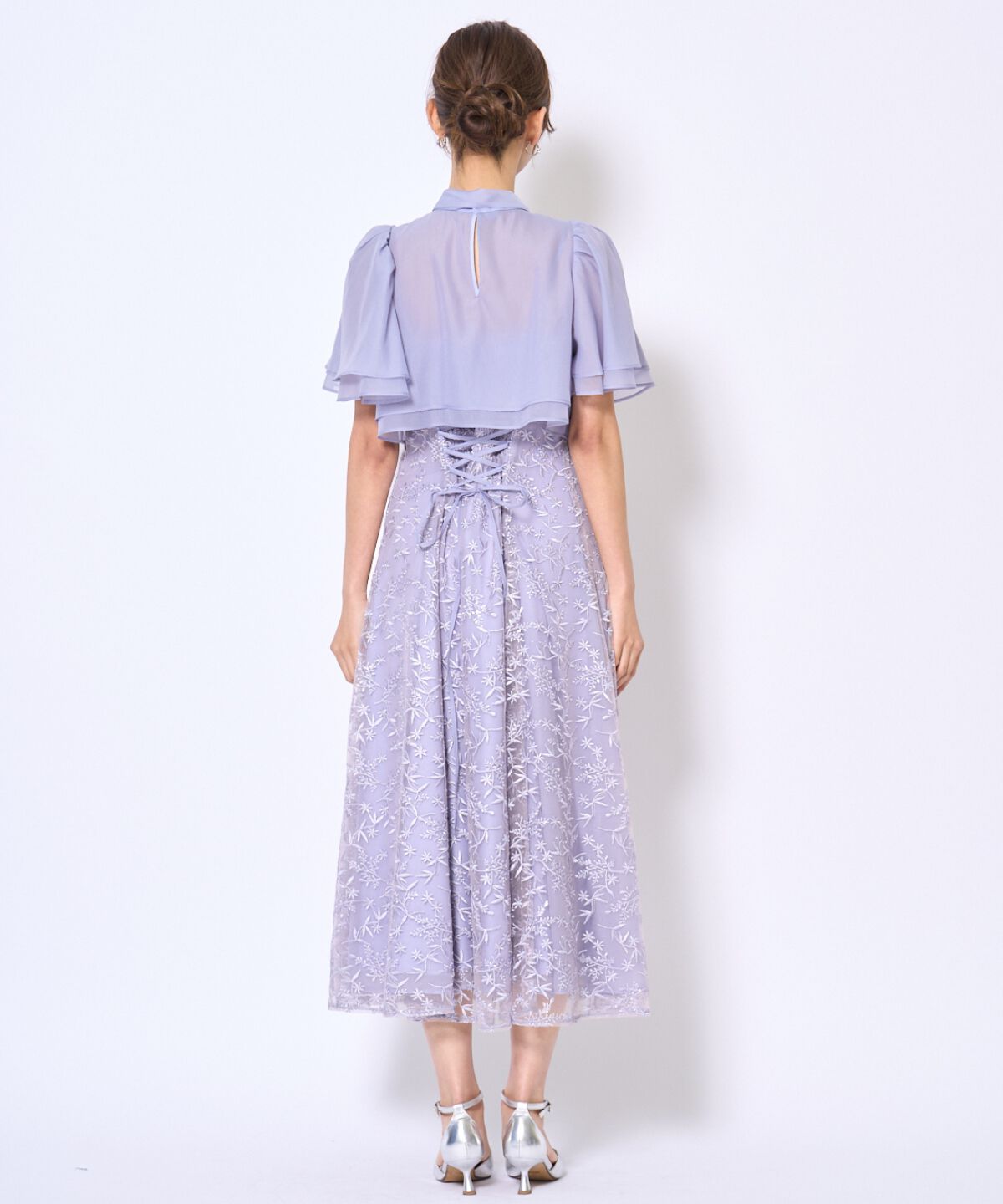 アンドクチュール「ラメボタニカルレースレイヤードドレス」|ドレス|