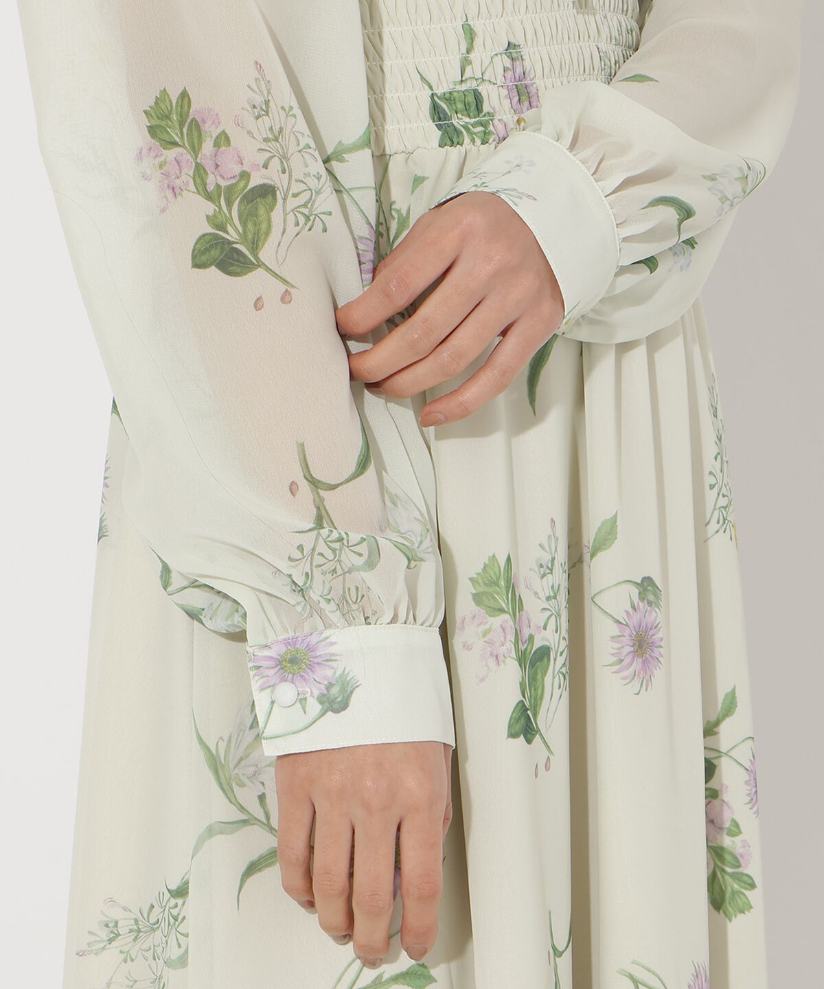 アンドクチュール「フリルケープフラワープリントワンピース」|ワンピース|