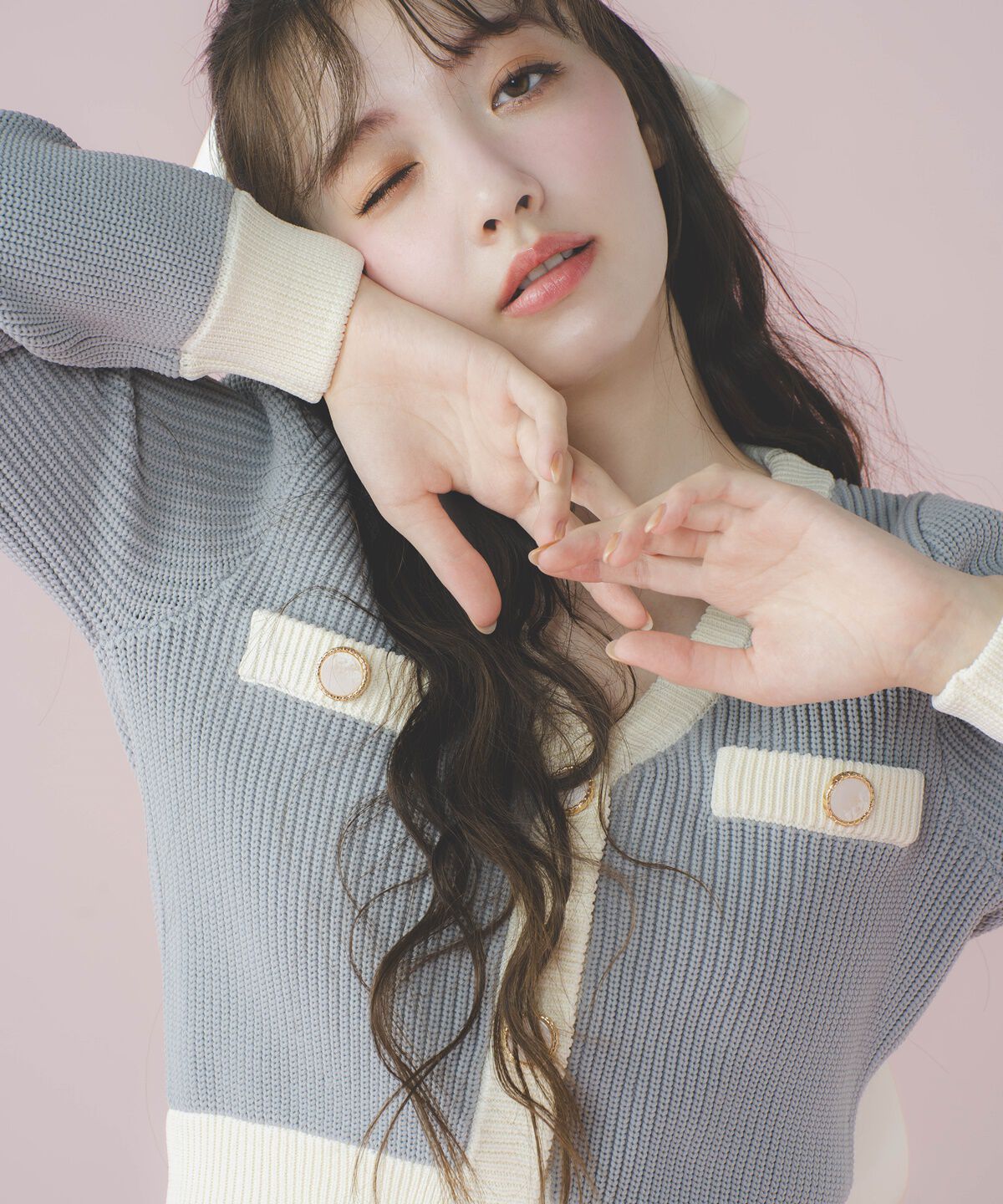 REDYAZEL「配色ニットミニスカート」|タイト|