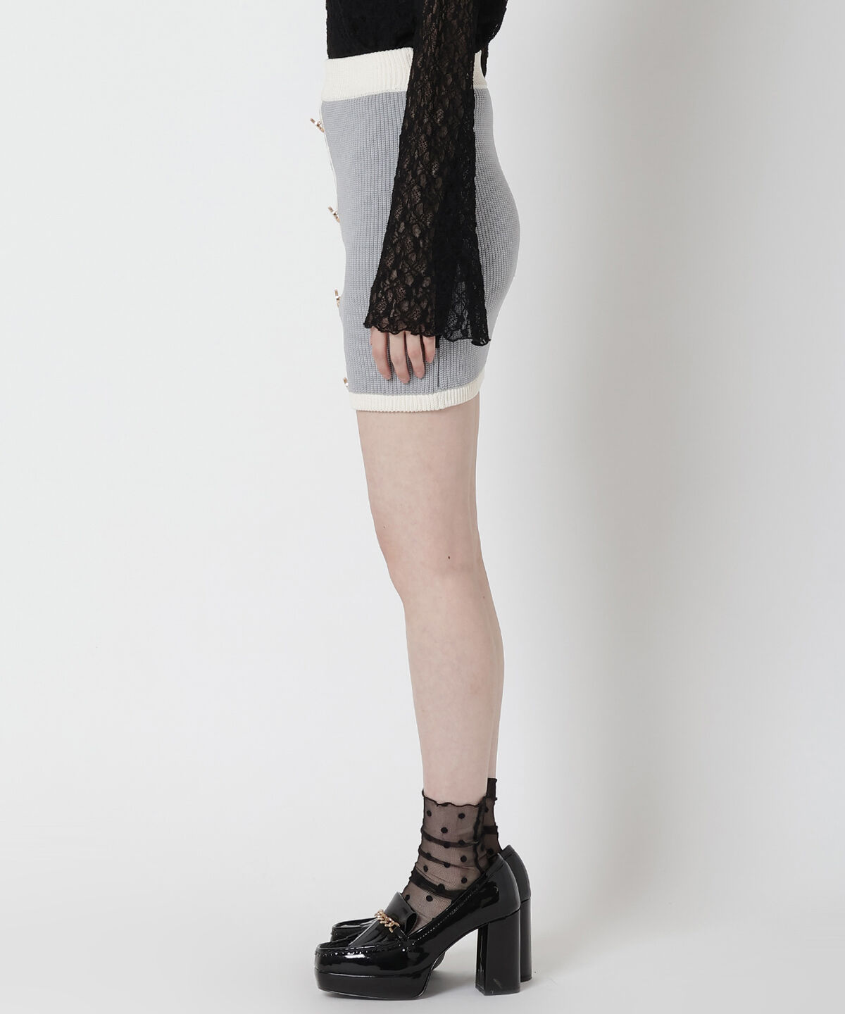 REDYAZEL「配色ニットミニスカート」|タイト|