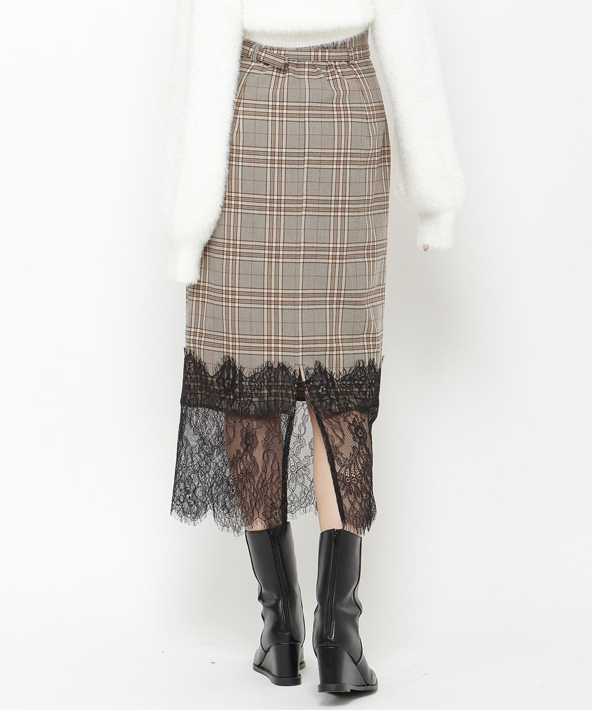 REDYAZEL「チェック&times;レースタイトスカート」|タイト|