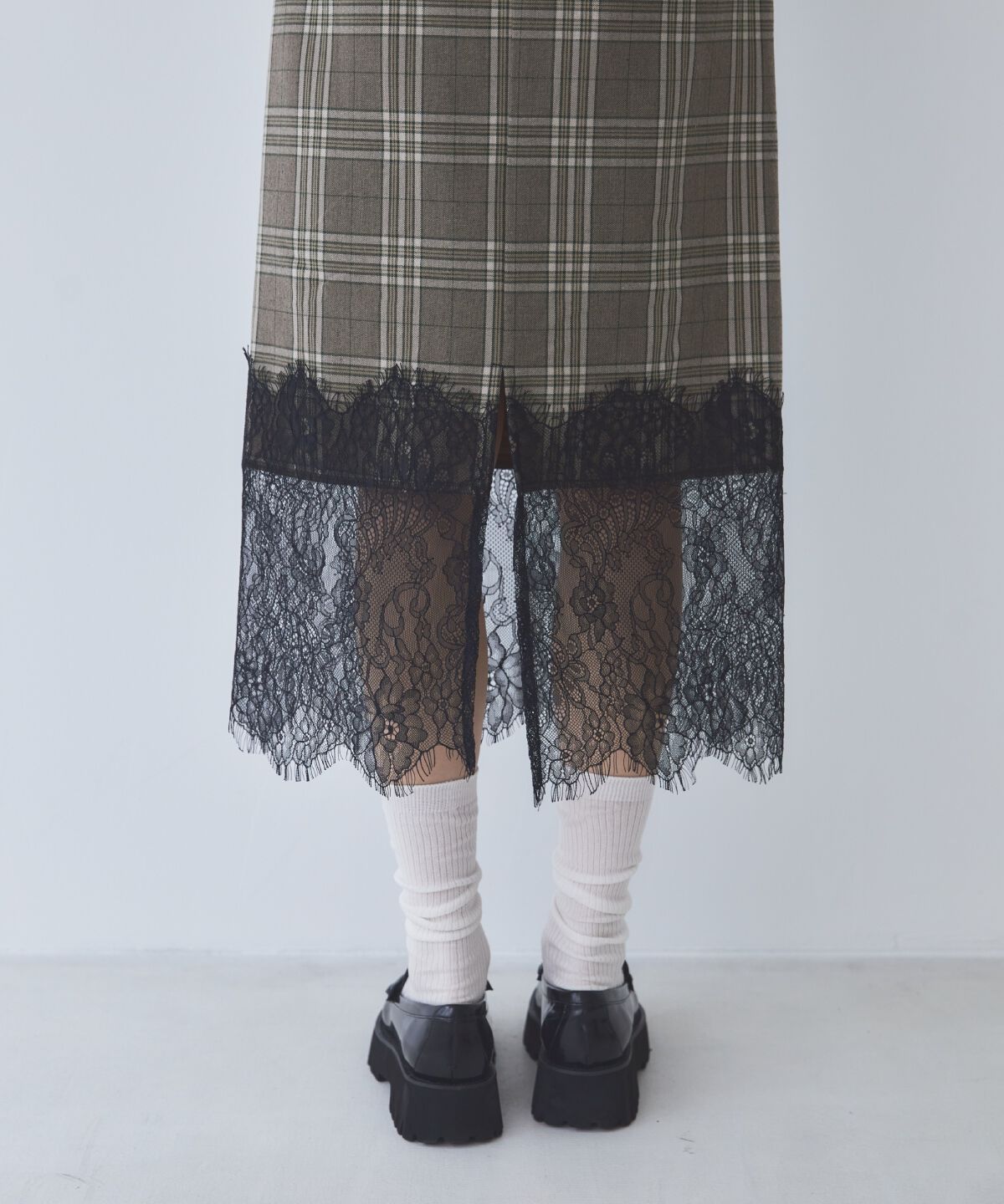REDYAZEL「チェック&times;レースタイトスカート」|タイト|