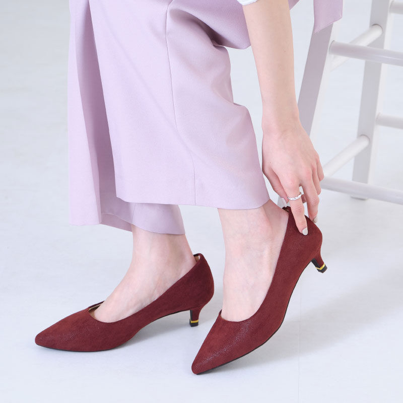 ORiental TRaffic「【跳べるパンプス/シリーズ累計１５０万足突破】メタリック ライン ヒール /R-3206 パンプス オケージョン」|パンプス|RED