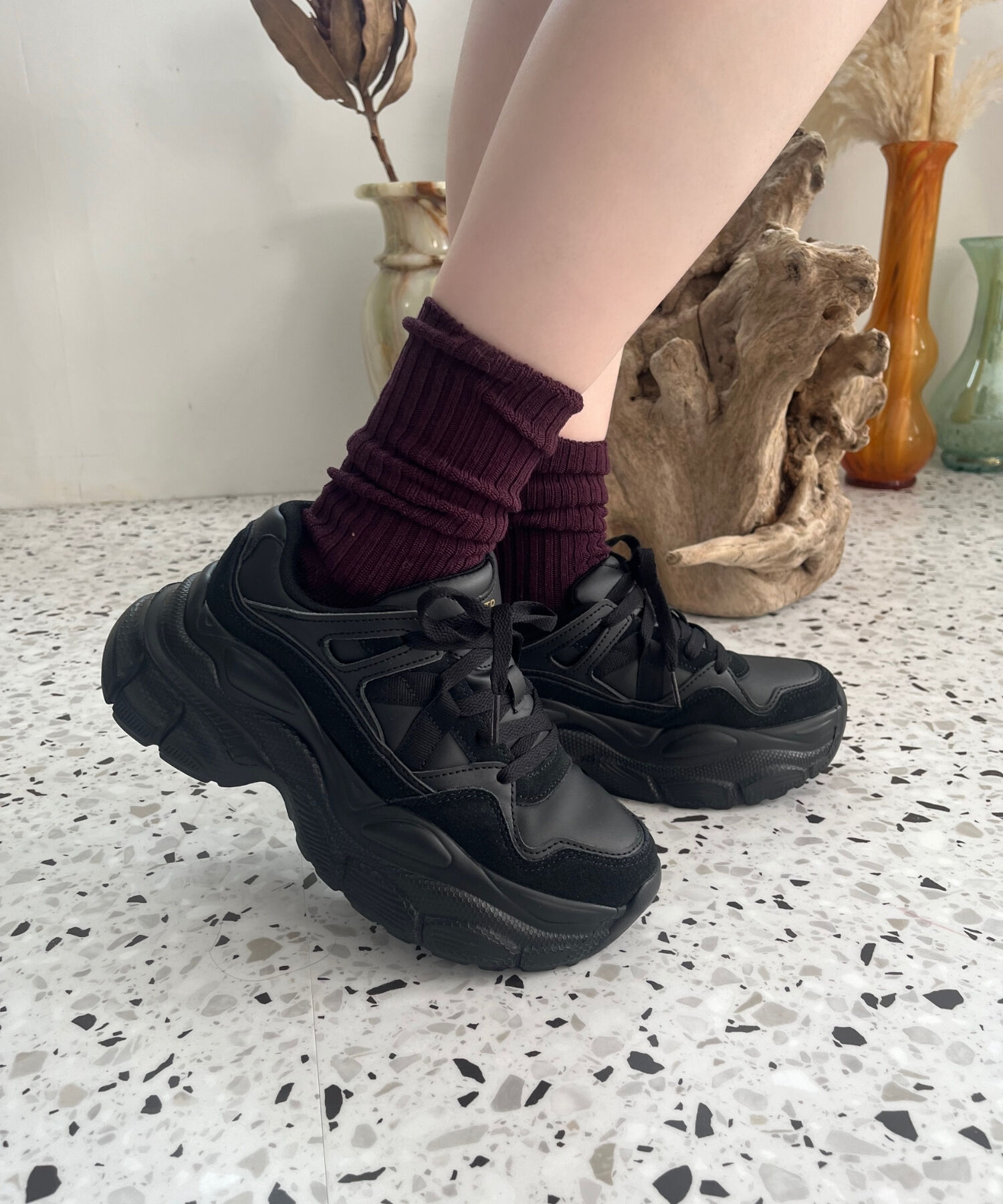 ORiental TRaffic「【アウトレット価格】ナイロンテープ厚底スニーカー/OT3745」|スニーカー|BLACK